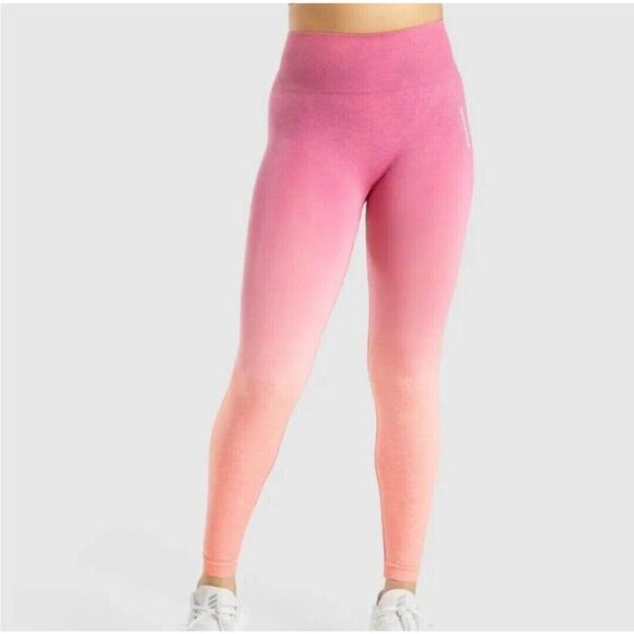 Gymshark Size M Adapt Ombré Seamless Leggings Peach Pink Orange - Picture 2 of 10